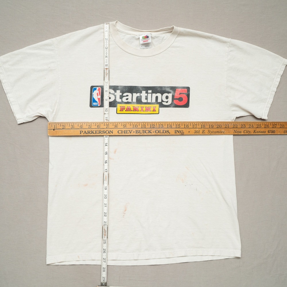 Vintage Starting 5 Panini NBA Basketball T Shirt White Distressed Adult L Knicks - Picture 2 of 5